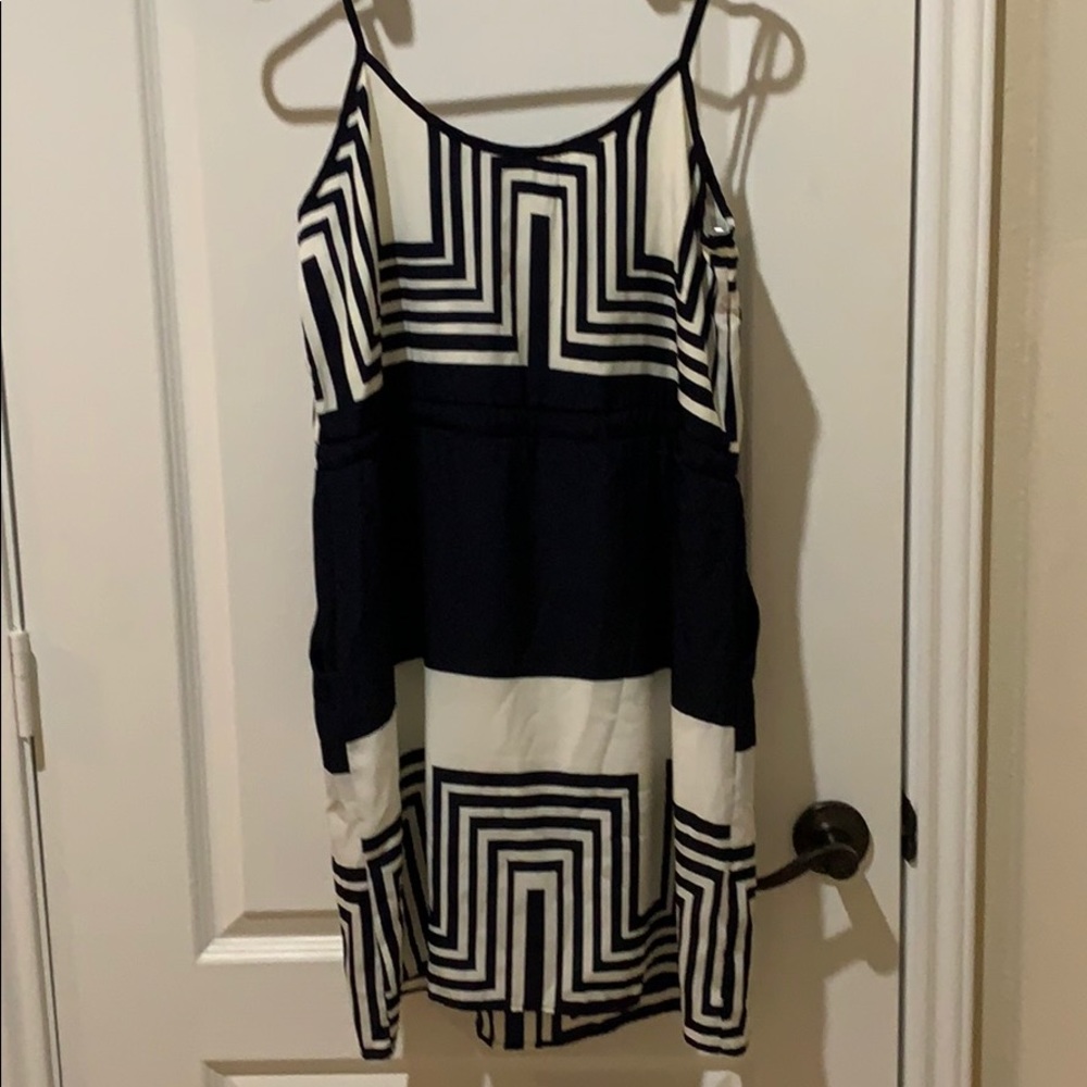 Peach Love blue and white pull string waist dress.